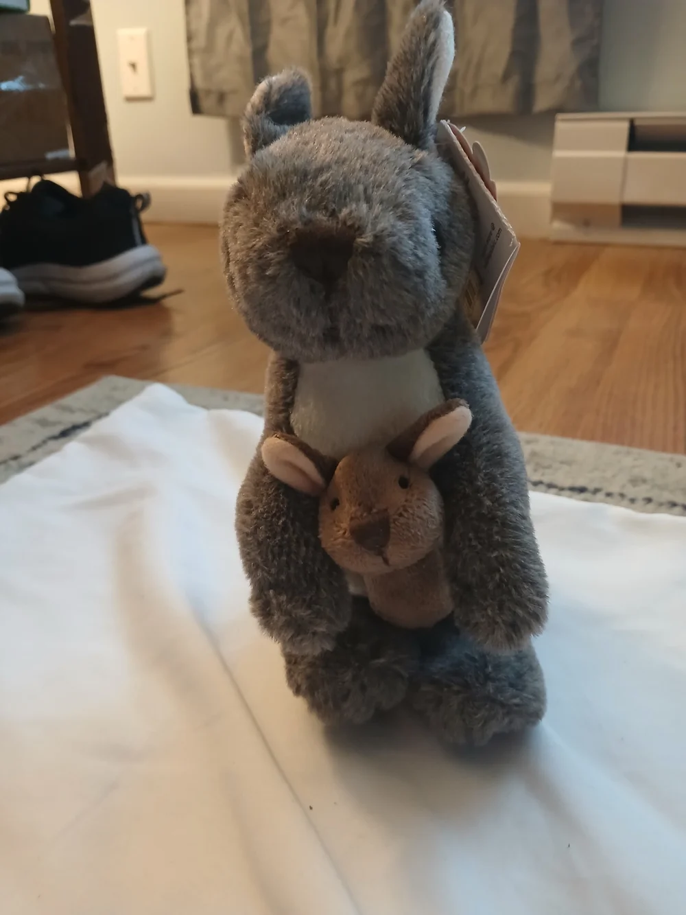 The Wild Republic Gray Tan Kangaroo w/ Joey Mini Plush Stuffed Animal Toy